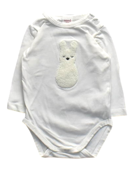 A White Long Sleeve Bodysuits from Seed in size 0-3M for girl. (Front View)