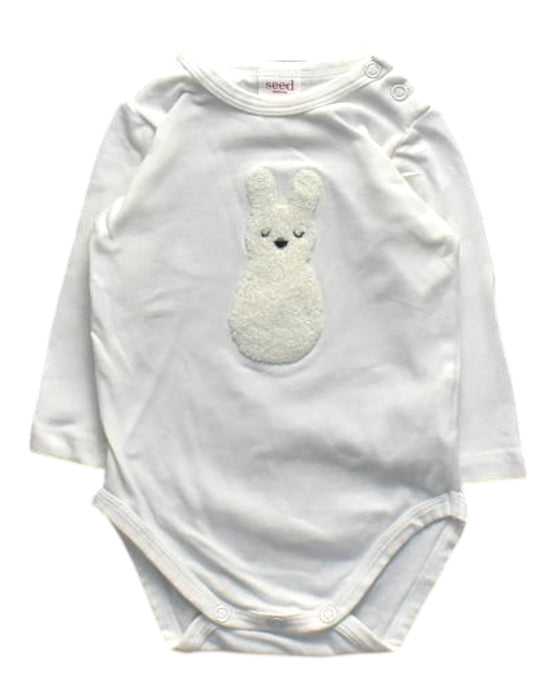 A White Long Sleeve Bodysuits from Seed in size 0-3M for girl. (Front View)