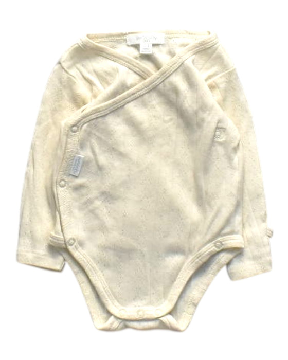 A Ivory Long Sleeve Bodysuits from Purebaby in size 0-3M for girl. (Front View)