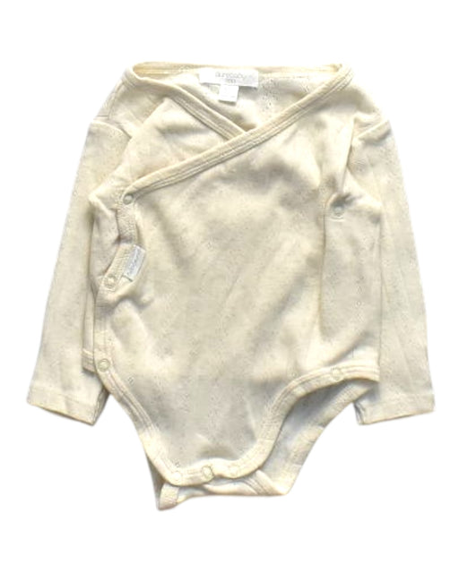A Ivory Long Sleeve Bodysuits from Purebaby in size Newborn for girl. (Front View)