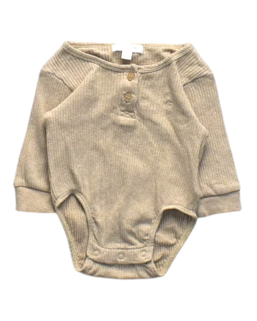 A Beige Long Sleeve Bodysuits from Purebaby in size 0-3M for girl. (Front View)