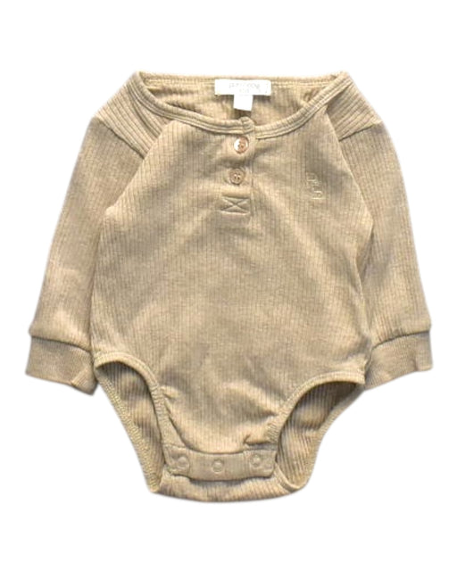 A Beige Long Sleeve Bodysuits from Purebaby in size 0-3M for girl. (Front View)