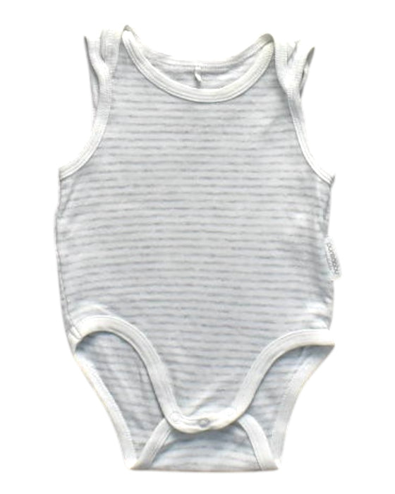 A White Sleeveless Bodysuits from Purebaby in size 0-3M for boy. (Front View)