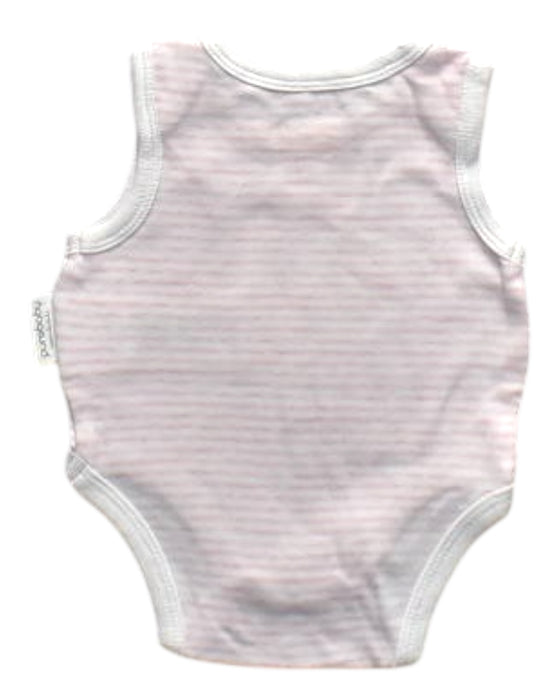 A White Sleeveless Bodysuits from Purebaby in size Newborn for girl. (Back View)
