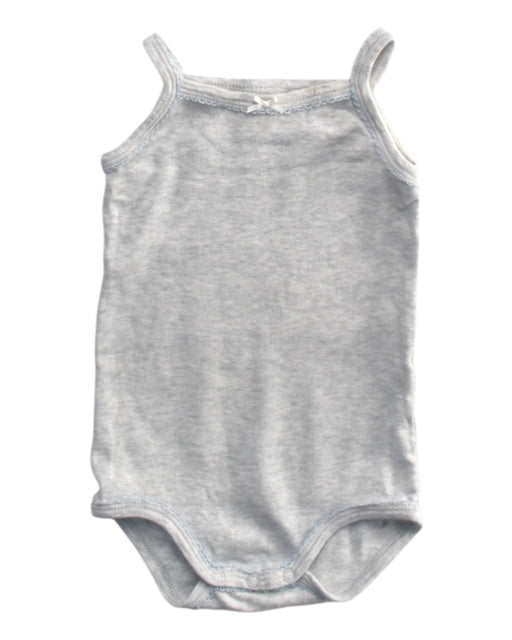 A Grey Sleeveless Bodysuits from Petit Bateau in size 3-6M for girl. (Front View)
