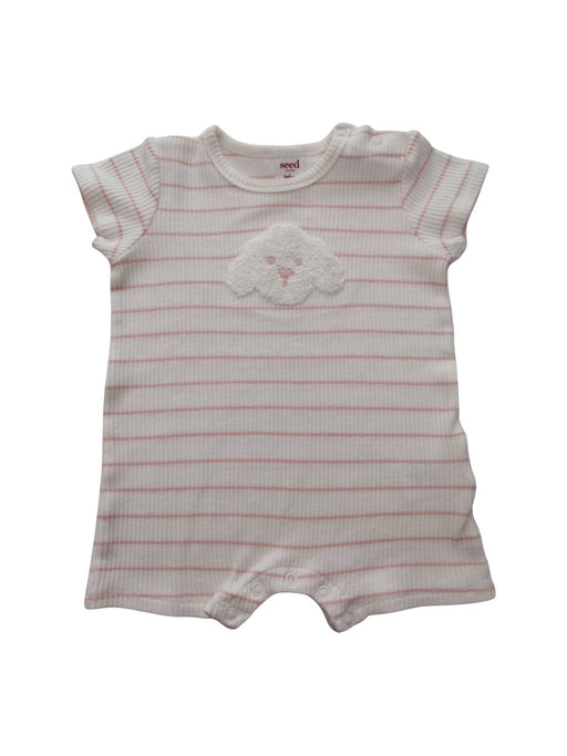 A Pink Short Sleeve Rompers from Seed in size 6-12M for girl. (Front View)