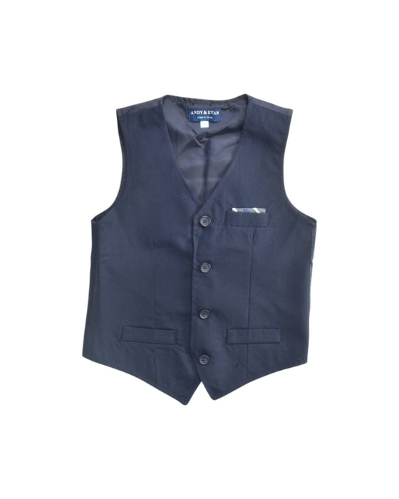 A Navy Suit Vests from Andy & Evan in size 5T for boy. (Front View)