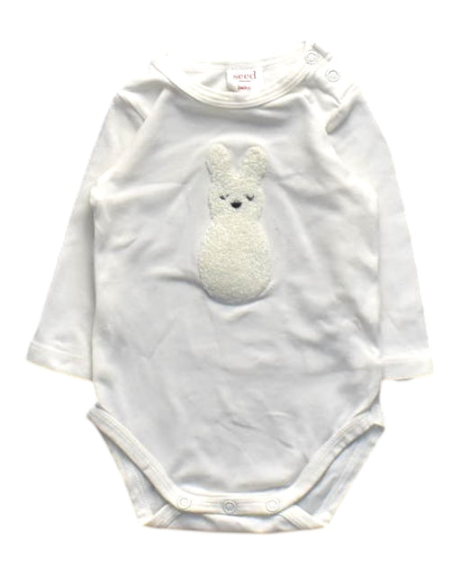 A White Long Sleeve Bodysuits from Seed in size 0-3M for girl. (Front View)