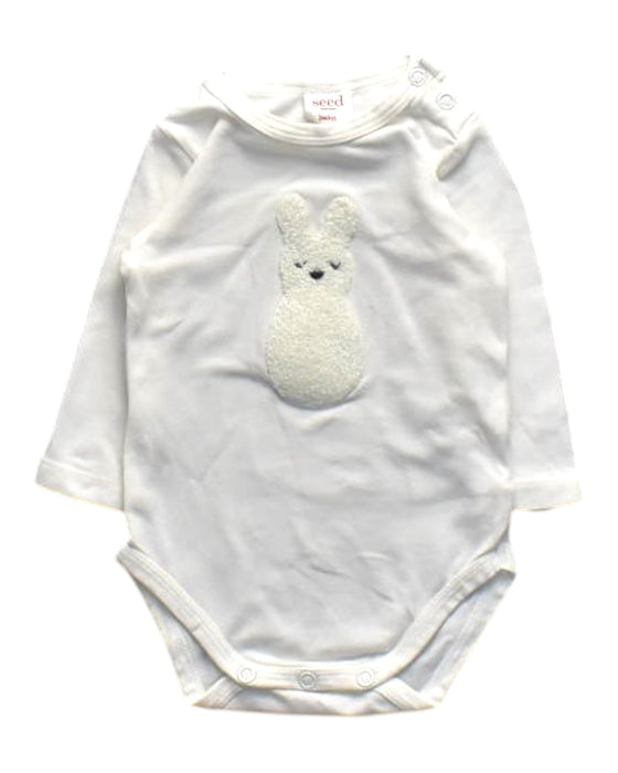 A White Long Sleeve Bodysuits from Seed in size 0-3M for girl. (Front View)
