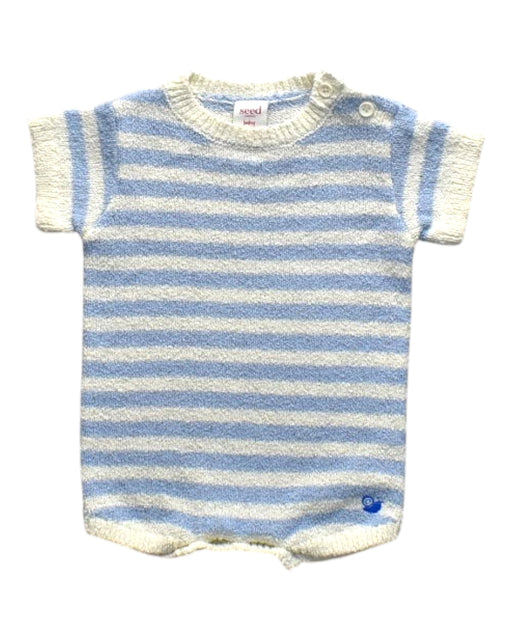 A White Short Sleeve Rompers from Seed in size 0-3M for girl. (Front View)