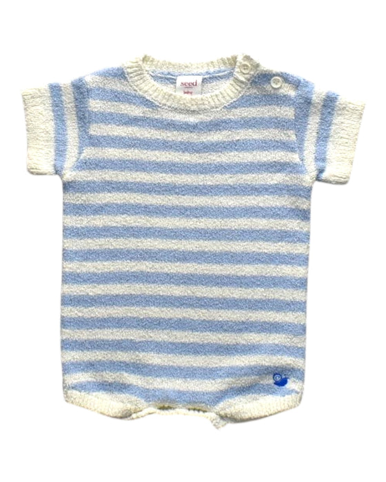 A White Short Sleeve Rompers from Seed in size 0-3M for girl. (Front View)