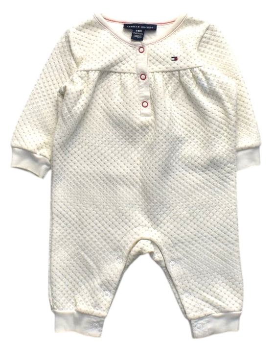 A White Long Sleeve Rompers from Tommy Hilfiger in size 3-6M for girl. (Front View)