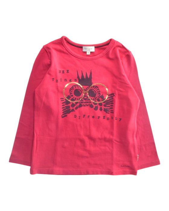 A Red Long Sleeve T Shirts from Paul Smith in size 4T for girl. (Front View)