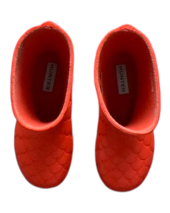 A Red Rain Boots from Hunter in size 5T for girl. (Back View)