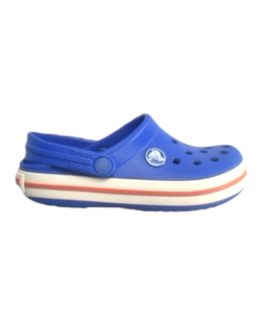 A Blue Slip Ons from Crocs in size 3T for boy. (Front View)