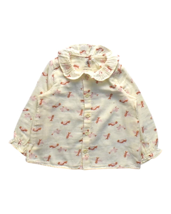 A Peach Long Sleeve Shirts from Petit Bateau in size 12-18M for girl. (Front View)