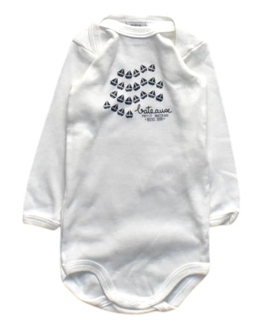 A White Long Sleeve Bodysuits from Petit Bateau in size 3-6M for girl. (Front View)