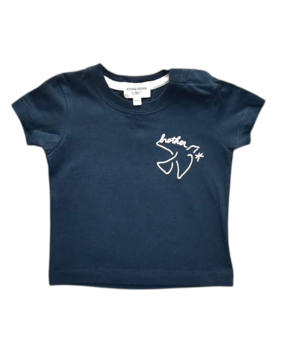 A Navy Short Sleeve T Shirts from Emoi Emoi in size 3-6M for girl. (Front View)