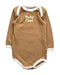 A Brown Long Sleeve Bodysuits from Emoi Emoi in size 3-6M for girl. (Front View)