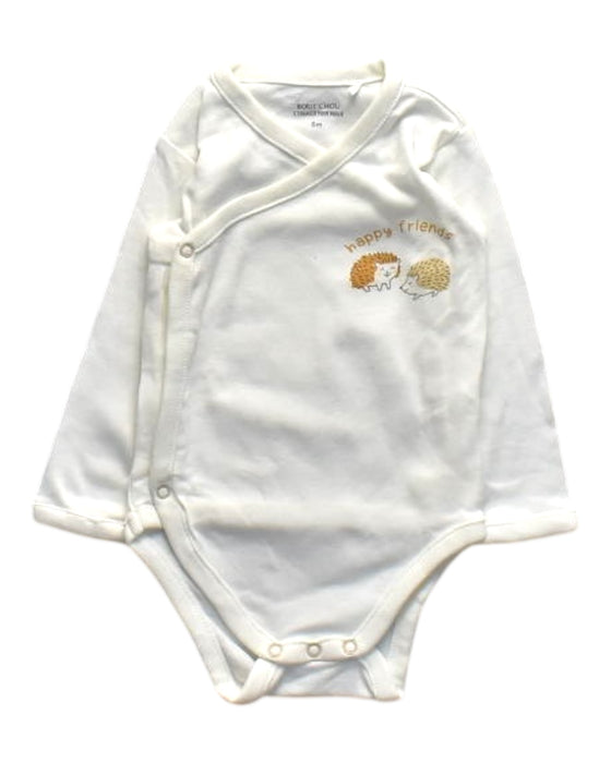 A White Long Sleeve Bodysuits from Bout'Chou in size 3-6M for boy. (Front View)