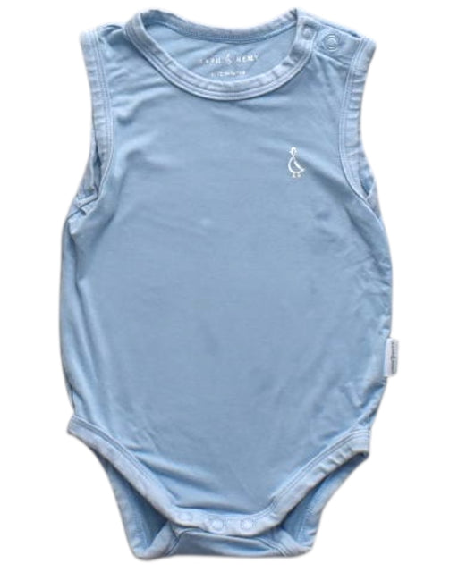 A Blue Sleeveless Bodysuits from Raph and Remy in size 6-12M for boy. (Front View)