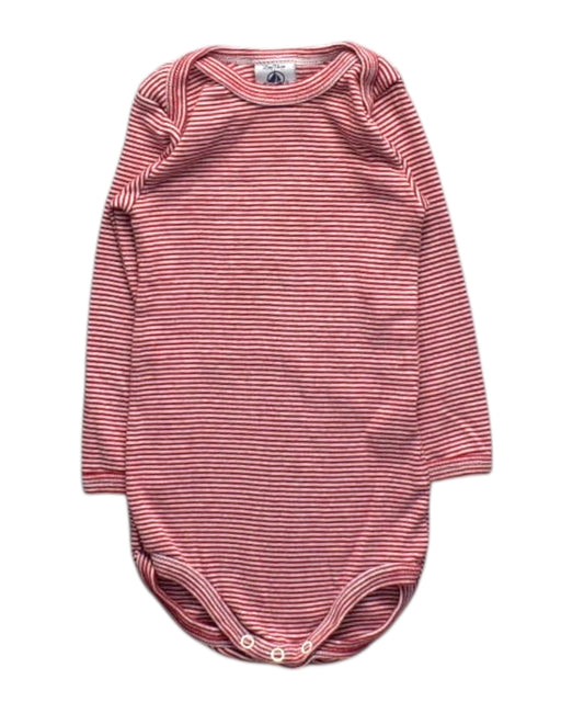 A Red Long Sleeve Bodysuits from Petit Bateau in size 6-12M for boy. (Front View)