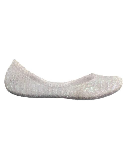 A White Flats from Mini Melissa Campana in size 7Y for girl. (Front View)