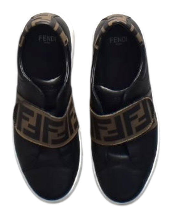 A Black Sneakers from Fendi in size 9Y for boy. (Back View)