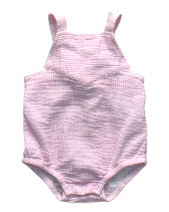 A Pink Sleeveless Rompers from Seed in size 0-3M for girl. (Front View)
