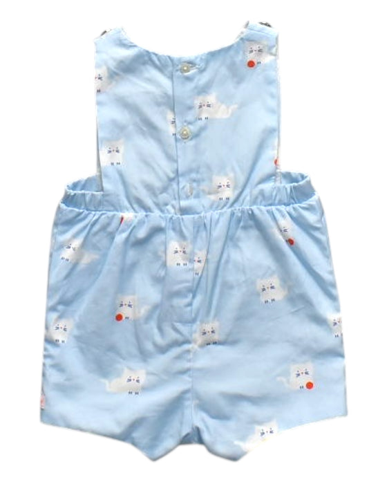 A Blue Sleeveless Rompers from Jacadi in size 0-3M for girl. (Back View)