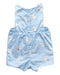 A Blue Sleeveless Rompers from Jacadi in size 0-3M for girl. (Back View)
