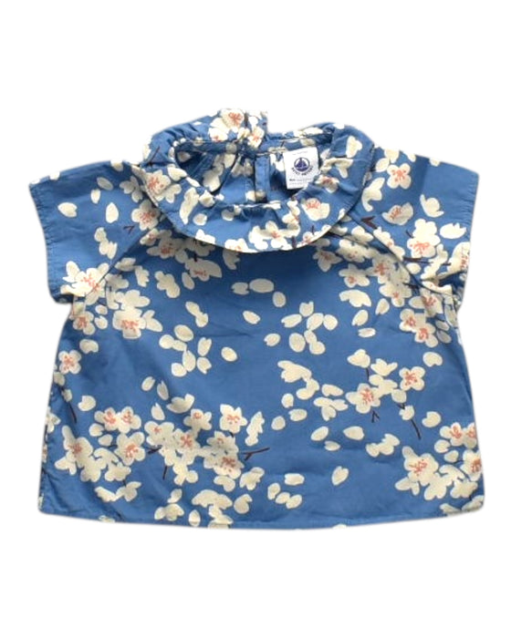 A Blue Short Sleeve Tops from Petit Bateau in size 3-6M for girl. (Front View)