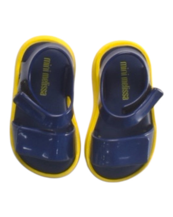 A Blue Sandals from Mini Melissa in size 12-18M for girl. (Back View)