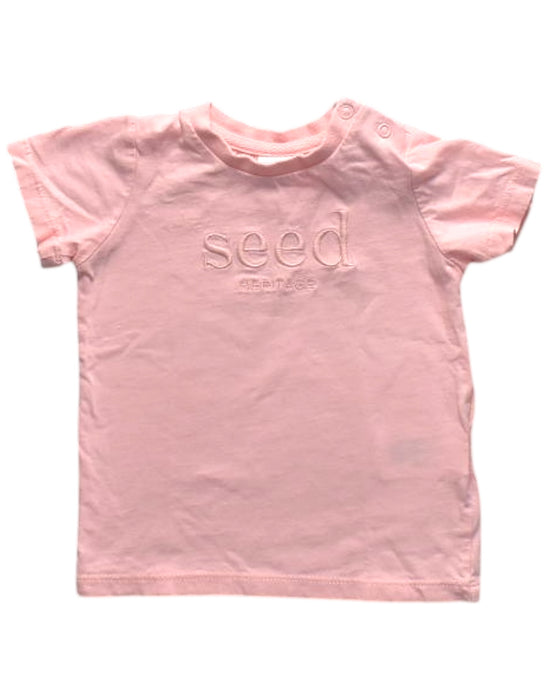 A Pink Short Sleeve T Shirts from Seed in size 3-6M for girl. (Front View)