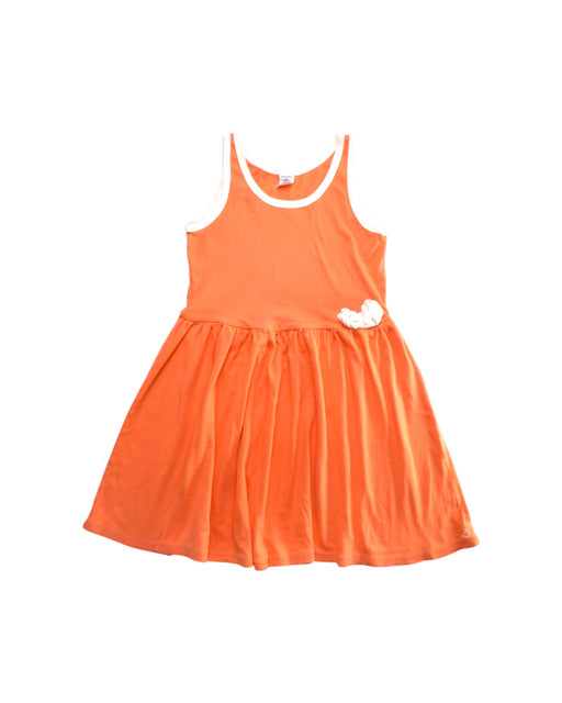 A Orange Sleeveless Dresses from Petit Bateau in size 10Y for girl. (Front View)