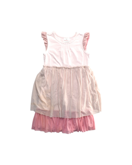 A Pink Sleeveless Dresses from Hanna Andersson in size 7Y for girl. (Front View)