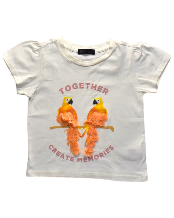 A White Short Sleeve T Shirts from Seed in size 4T for girl. (Front View)