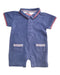 A Navy Short Sleeve Rompers from Chateau de Sable in size 0-3M for boy. (Front View)