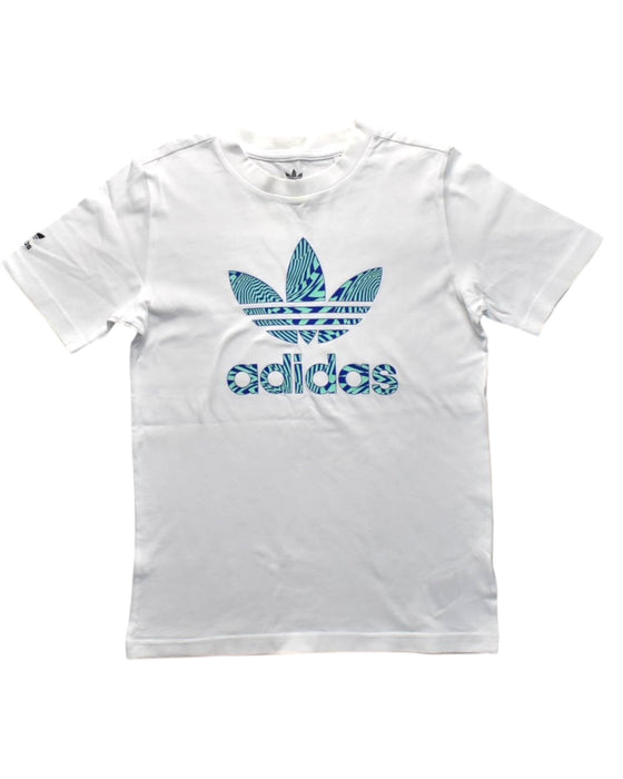A White Short Sleeve T Shirts from Adidas in size 9Y for boy. (Front View)