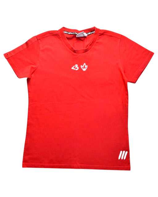 A Red Short Sleeve T Shirts from Adidas in size 14Y for boy. (Front View)