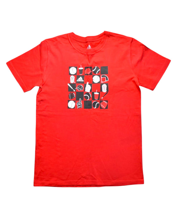 A Red Short Sleeve T Shirts from Adidas in size 12Y for boy. (Front View)