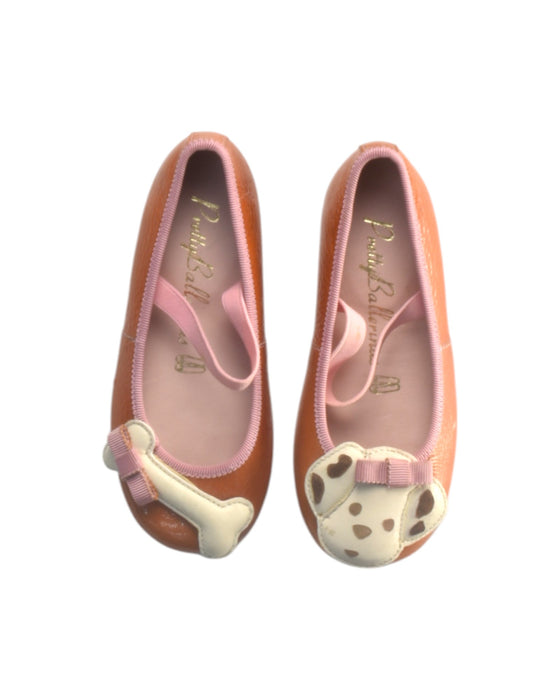 A Brown Flats from Pretty Ballerinas in size 3T for girl. (Back View)