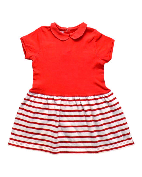 A Red Short Sleeve Dresses from Petit Bateau in size 3T for girl. (Front View)