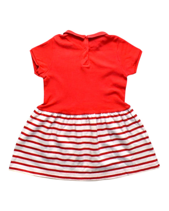 A Red Short Sleeve Dresses from Petit Bateau in size 3T for girl. (Back View)