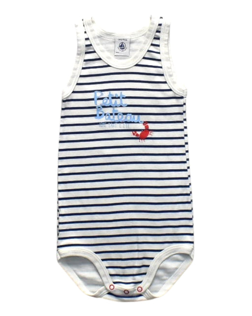 A White Sleeveless Bodysuits from Petit Bateau in size 2T for boy. (Front View)