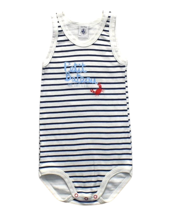 A White Sleeveless Bodysuits from Petit Bateau in size 2T for boy. (Front View)