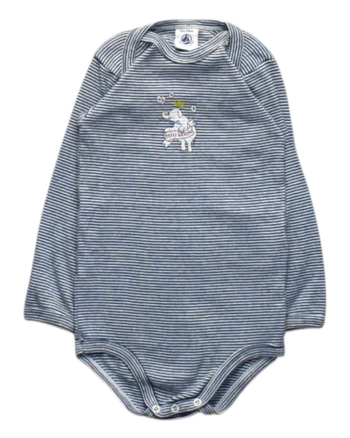 A Blue Long Sleeve Bodysuits from Petit Bateau in size 2T for girl. (Front View)
