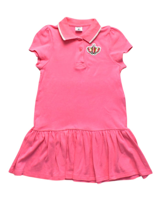A Pink Short Sleeve Dresses from Petit Bateau in size 4T for girl. (Front View)