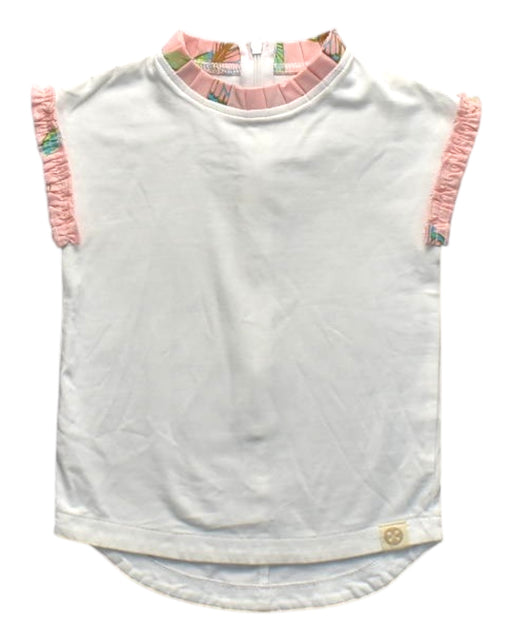 A White Short Sleeve Tops from Le Petit Society in size 2T for girl. (Front View)