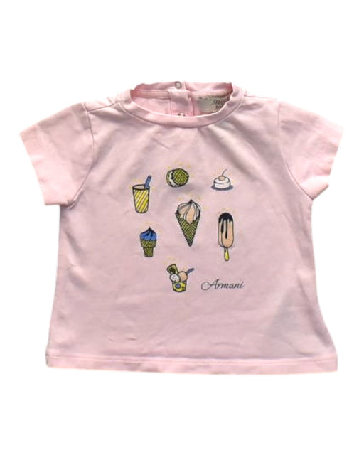 A Pink Short Sleeve Tops from Armani Baby in size 3-6M for girl. (Front View)